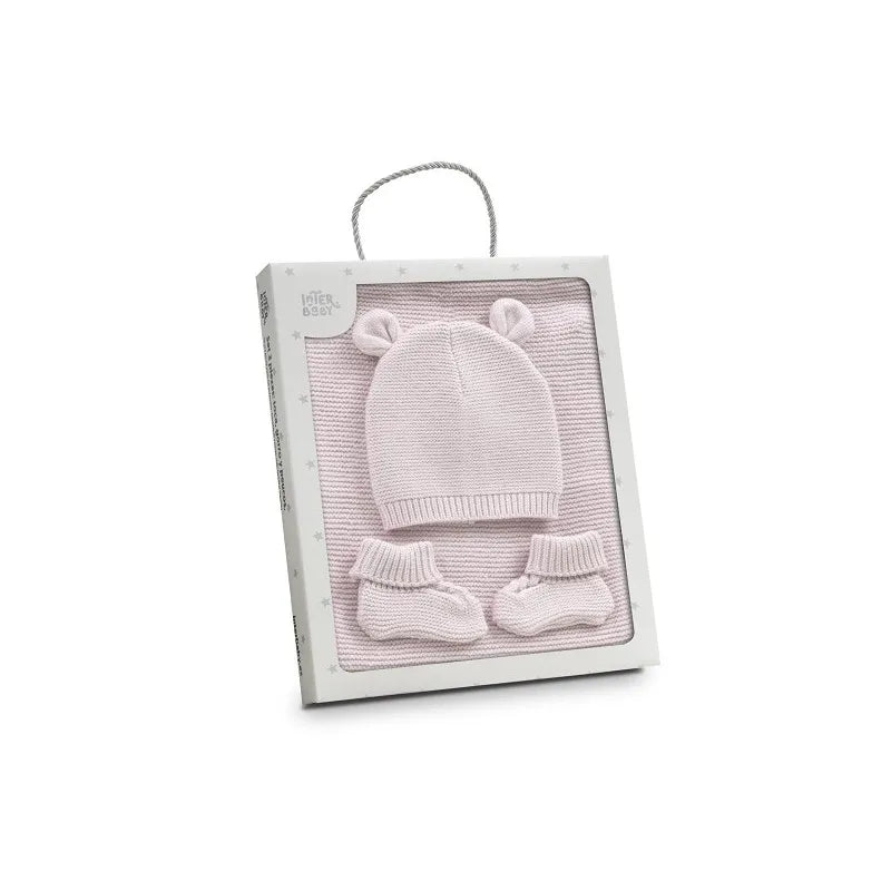 Set Toquilla + Gorro + Patucos Rosa Personalizable personalizado - regalo bebé | Mi Luna Lunera