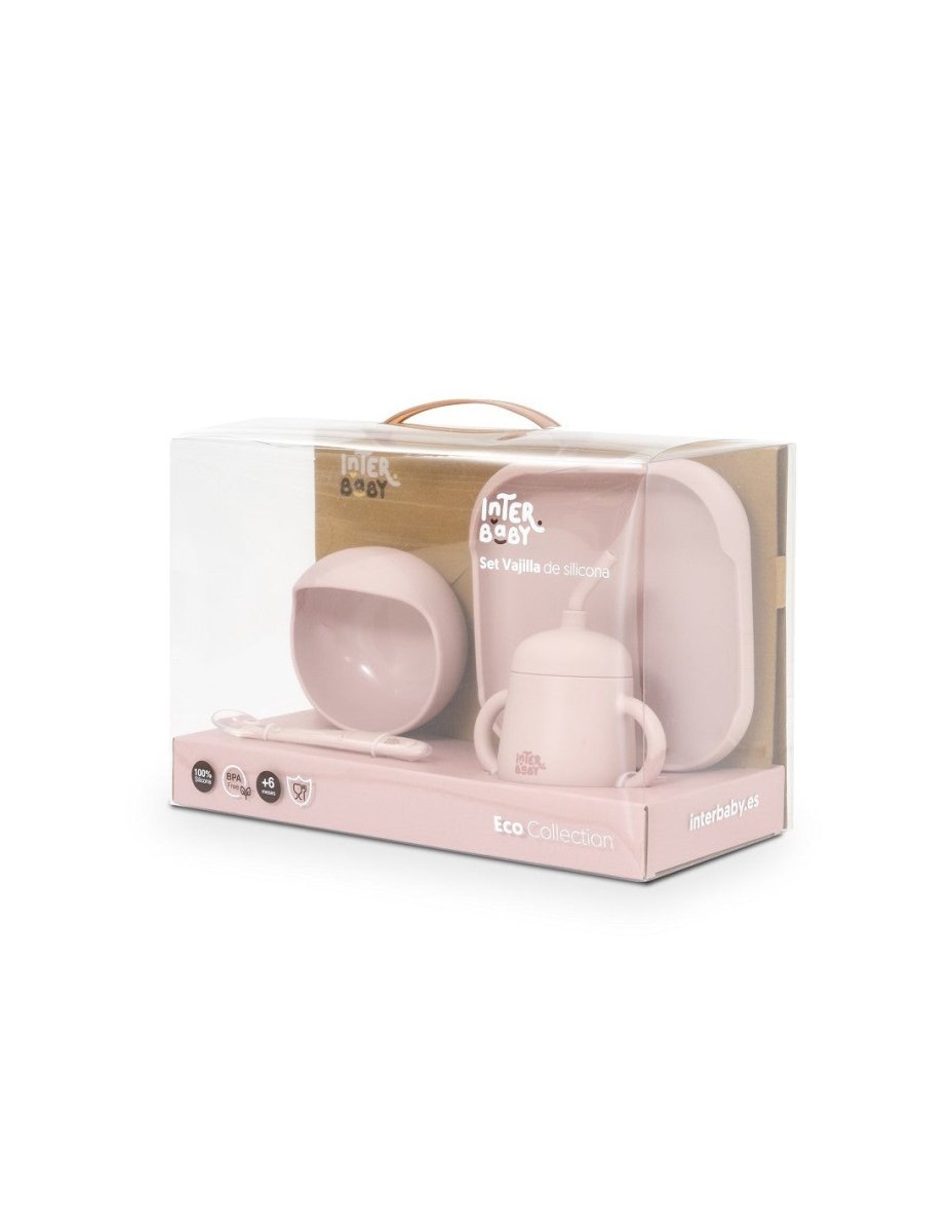 Set Vajilla 4 Piezas de Silicona Mockup Rosa personalizado - regalo bebé | Mi Luna Lunera