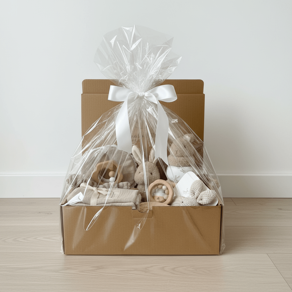 Soporte para canastilla - Caja de cartón kraft personalizado - regalo bebé | Mi Luna Lunera