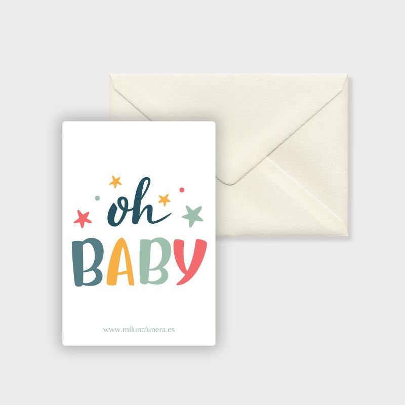 Tarjeta de Bienvenida Oh Baby personalizado - regalo bebé | Mi Luna Lunera