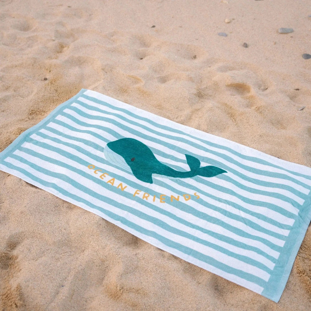 Toalla playa Seashells y Rayas Surf azul - Little Dutch personalizado - regalo bebé | Mi Luna Lunera