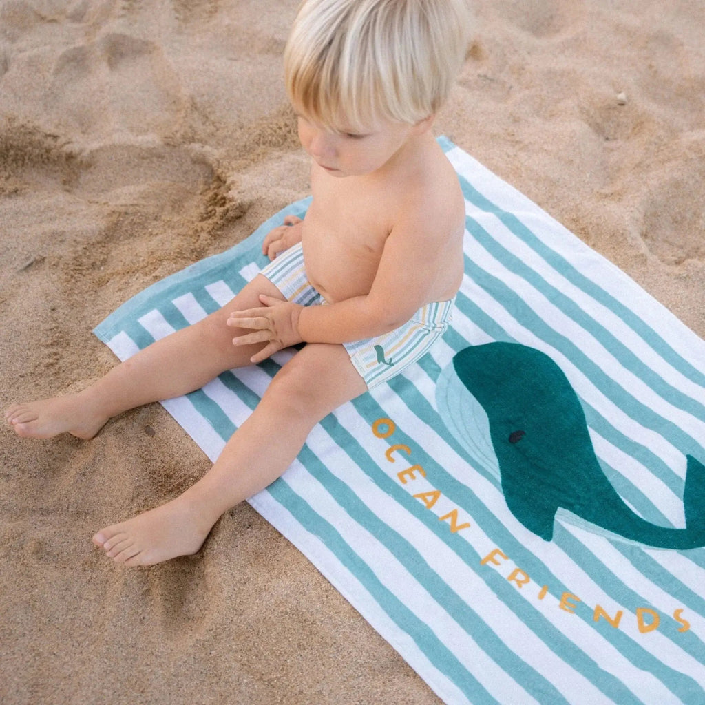 Toalla playa Seashells y Rayas Surf azul - Little Dutch personalizado - regalo bebé | Mi Luna Lunera