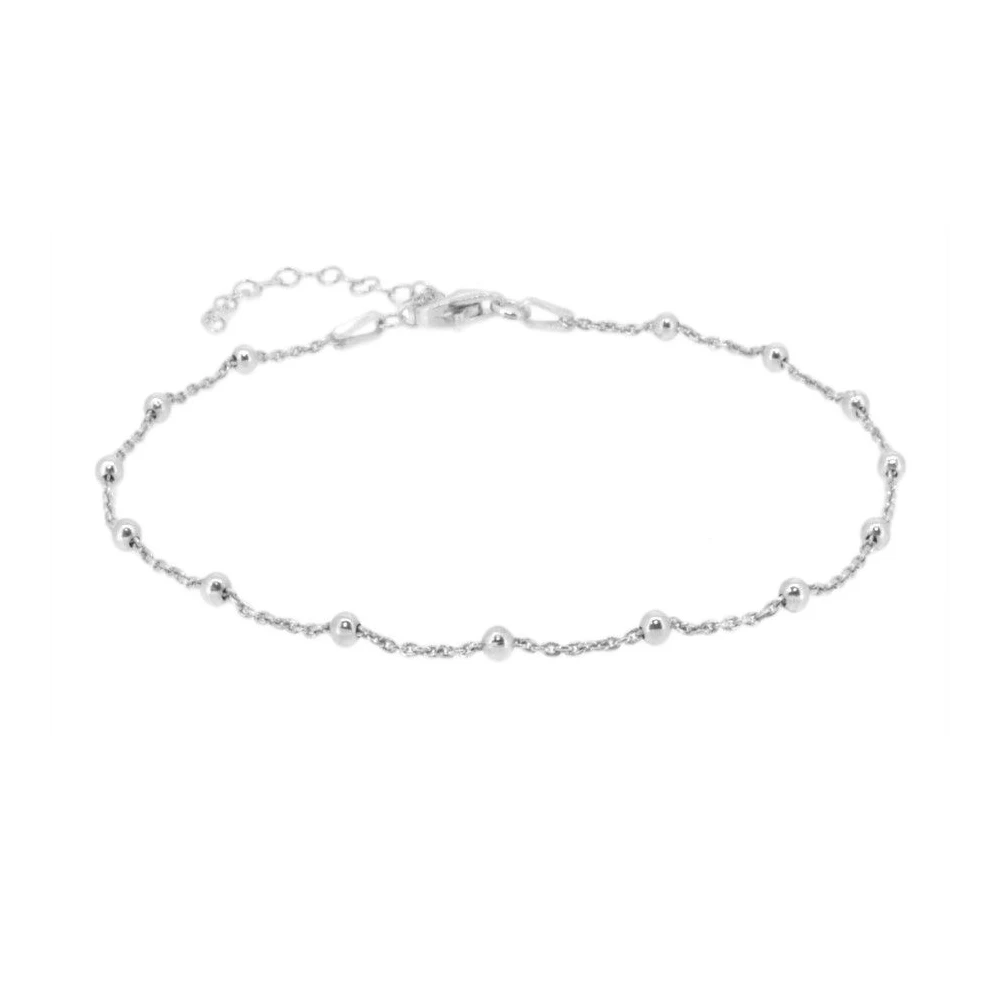 Tobillera Bolitas Plata de Ley 925 personalizado - regalo bebé | Mi Luna Lunera