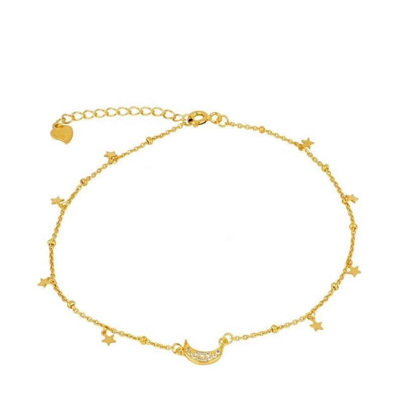 Tobillera Espacio Plata de Ley 925 | Baño de Oro 18K personalizado - regalo bebé | Mi Luna Lunera