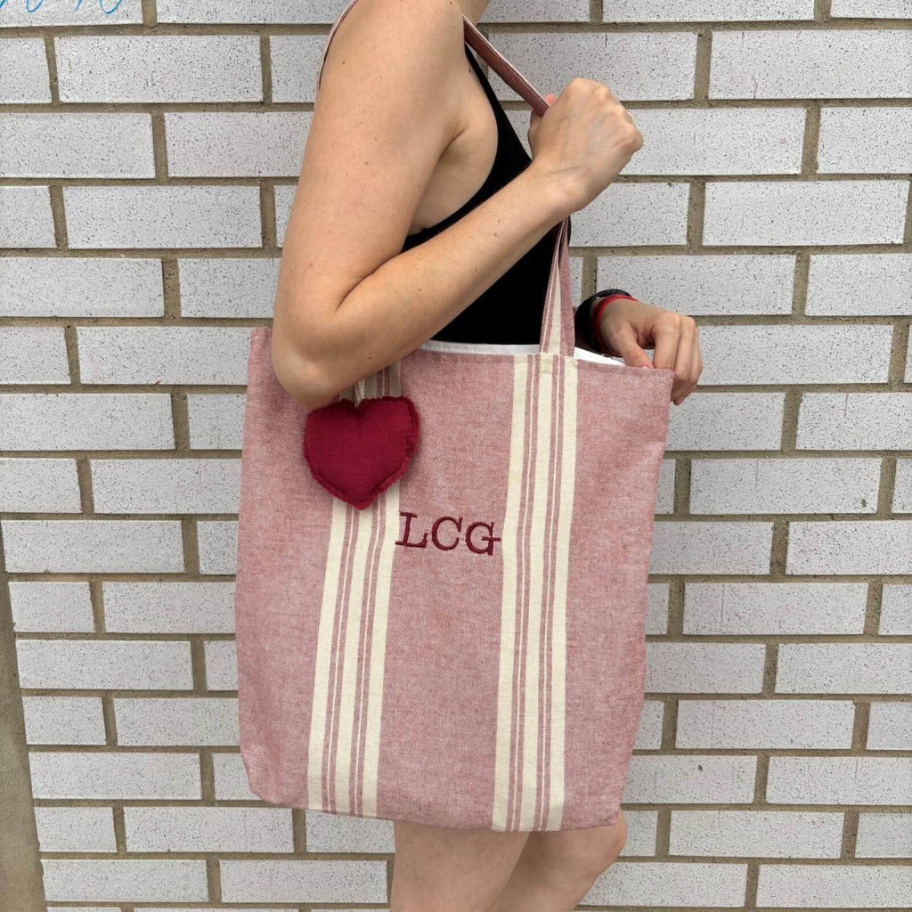 Tote Bag Rayas Anchas Granate Personalizable personalizado - regalo bebé | Mi Luna Lunera
