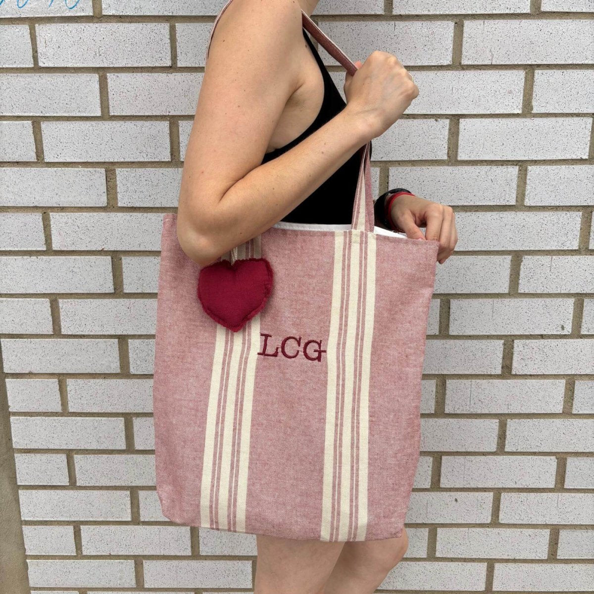 Tote Bag Rayas Anchas Granate Personalizable personalizado - regalo bebé | Mi Luna Lunera