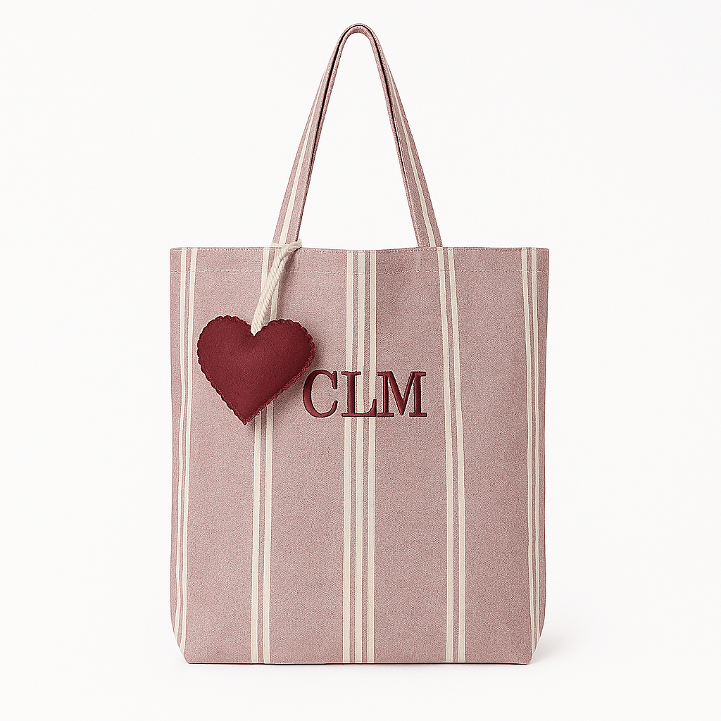 Tote Bag Rayas Anchas Granate Personalizable personalizado - regalo bebé | Mi Luna Lunera