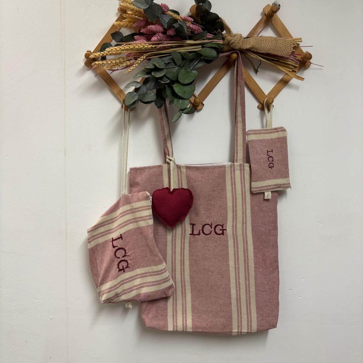 Tote Bag Rayas Anchas Granate Personalizable personalizado - regalo bebé | Mi Luna Lunera