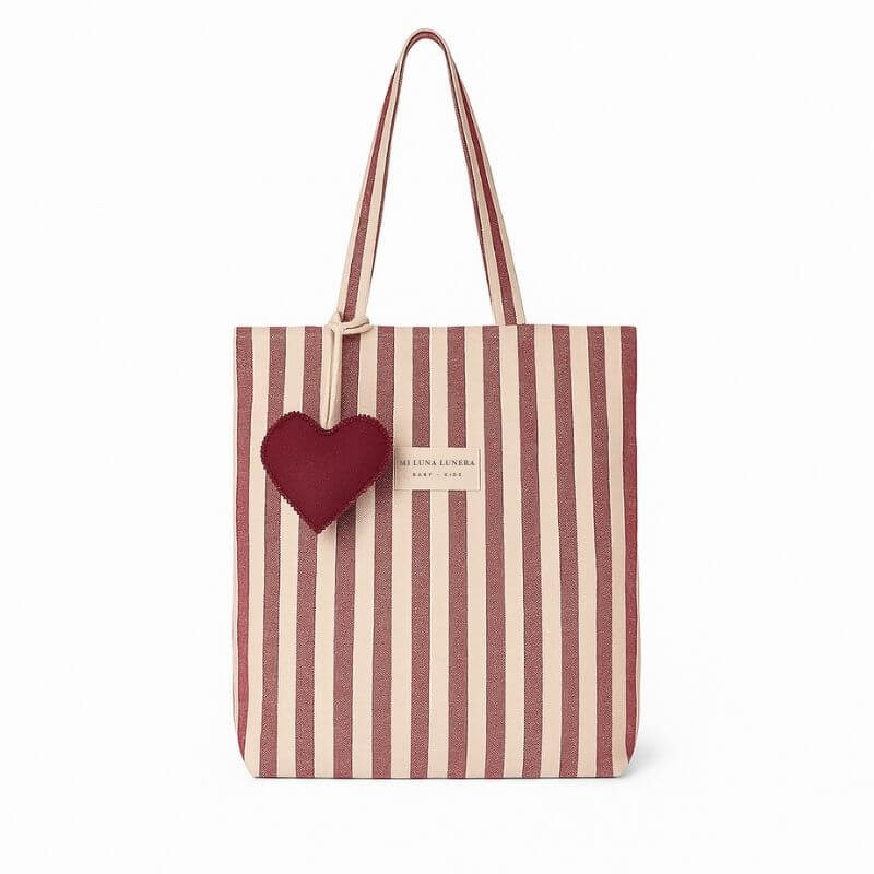 Tote Bag Rayas Granate Personalizable personalizado - regalo bebé | Mi Luna Lunera