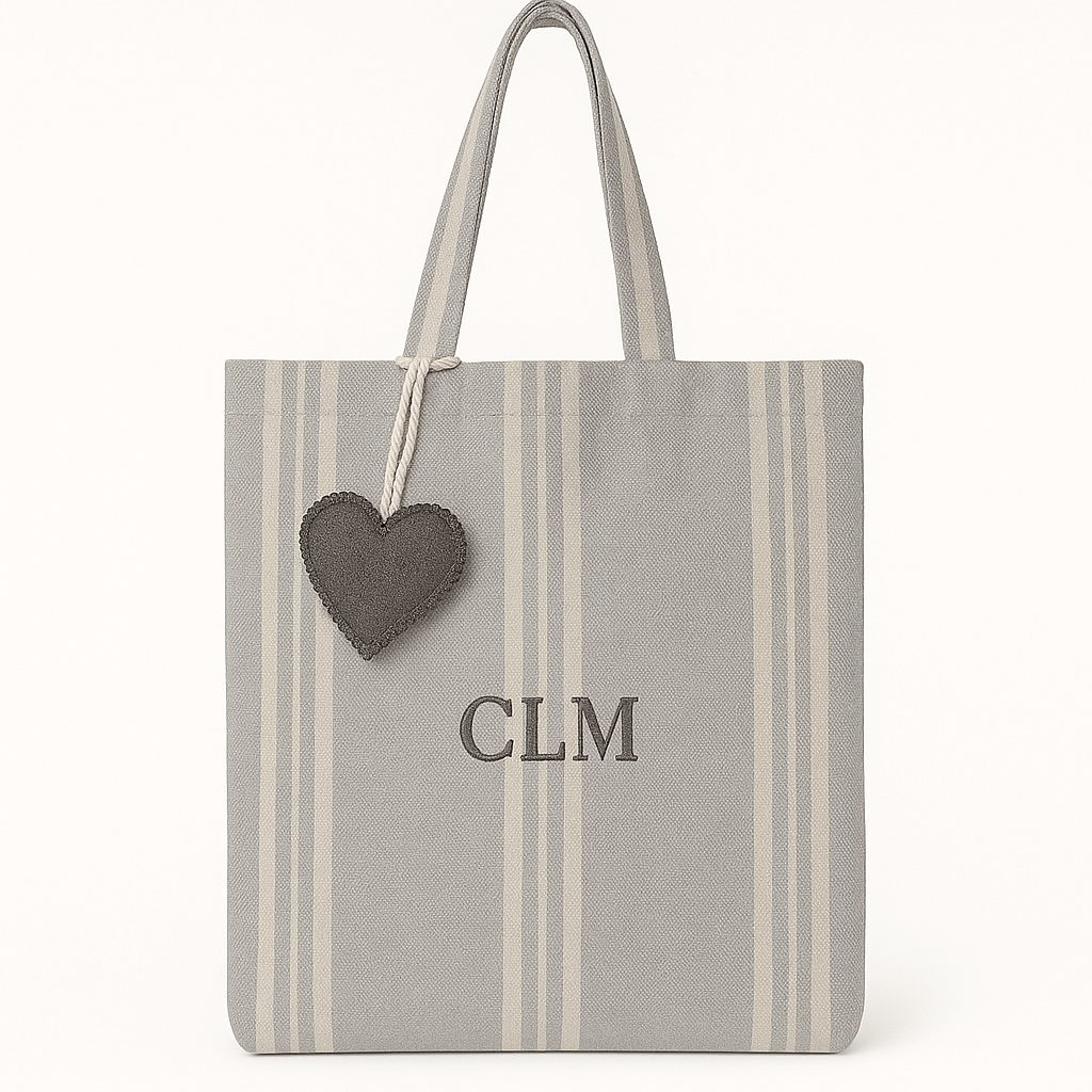 Tote Bag Rayas Gris Personalizable personalizado - regalo bebé | Mi Luna Lunera