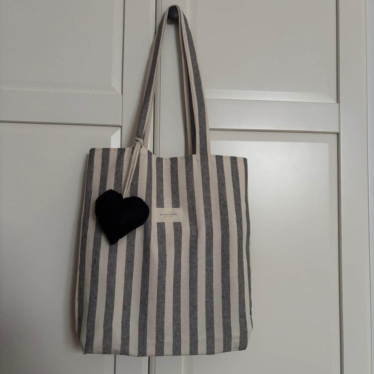 Tote Bag Rayas Negro Personalizable personalizado - regalo bebé | Mi Luna Lunera