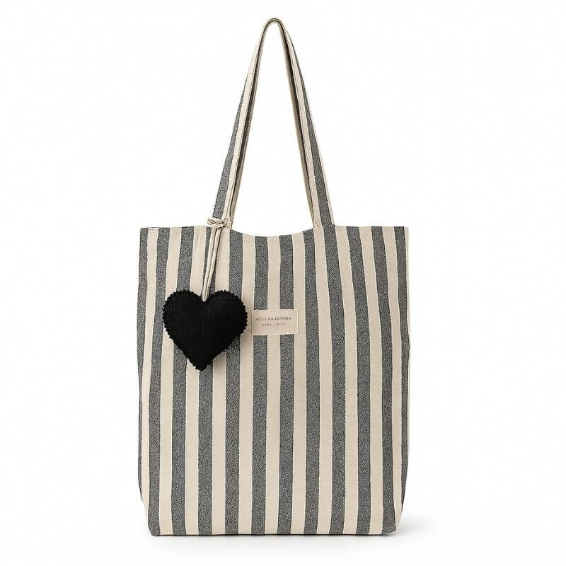Tote Bag Rayas Negro Personalizable personalizado - regalo bebé | Mi Luna Lunera