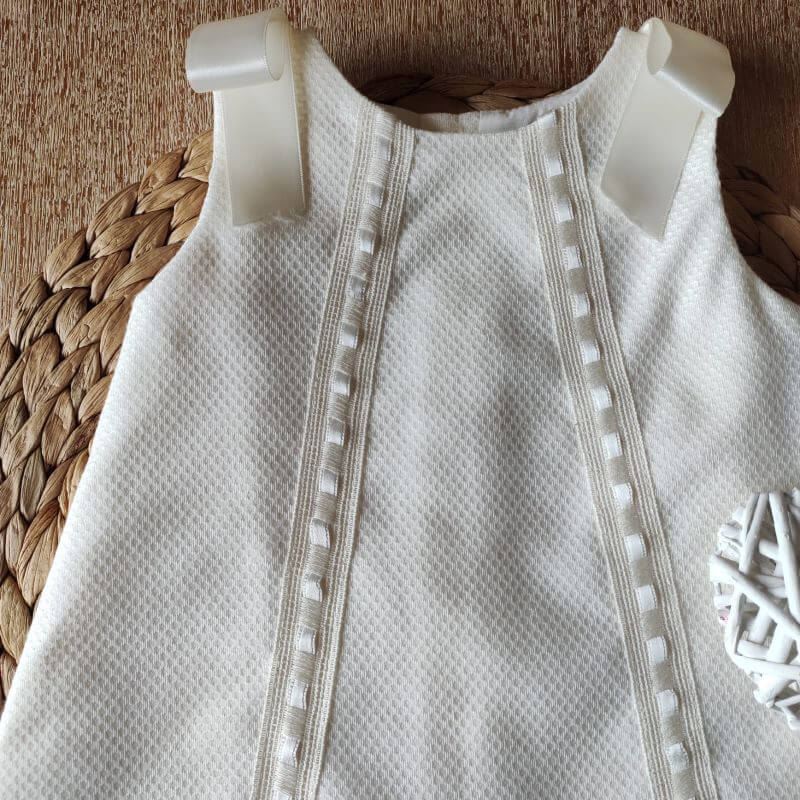 Vestido Lazos Crudo personalizado - regalo bebé | Mi Luna Lunera