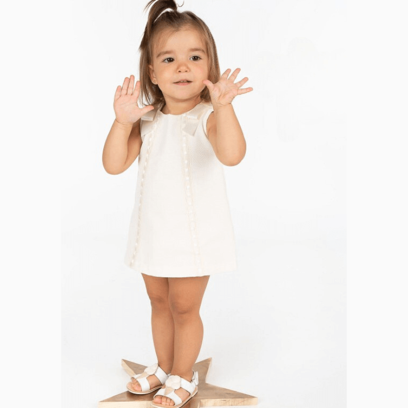 Vestido Lazos Crudo personalizado - regalo bebé | Mi Luna Lunera